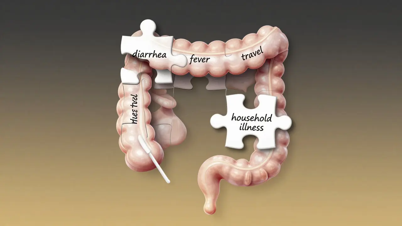 Puzzle představující diagnostiku střevních infekcí.