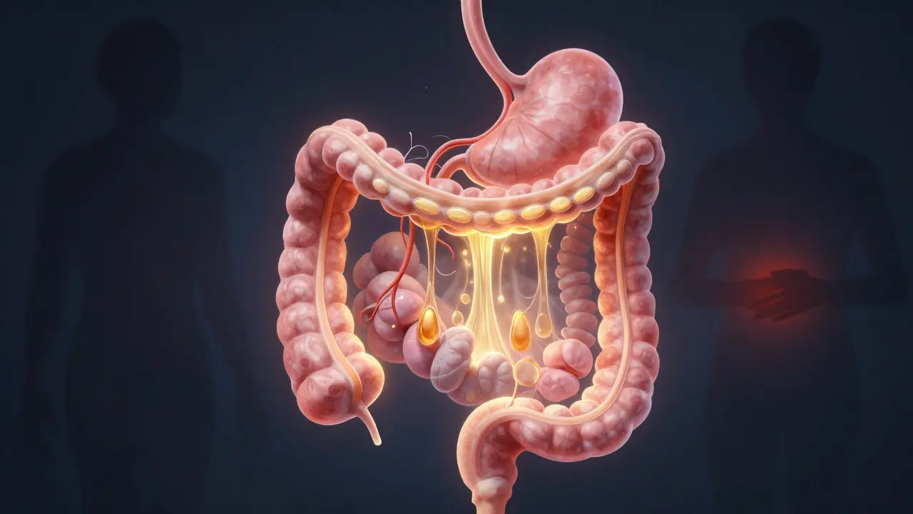 Symbolický obraz dvanáctníku jako klíčového místa pro vstřebávání živin a odstranění příčin nemoci.