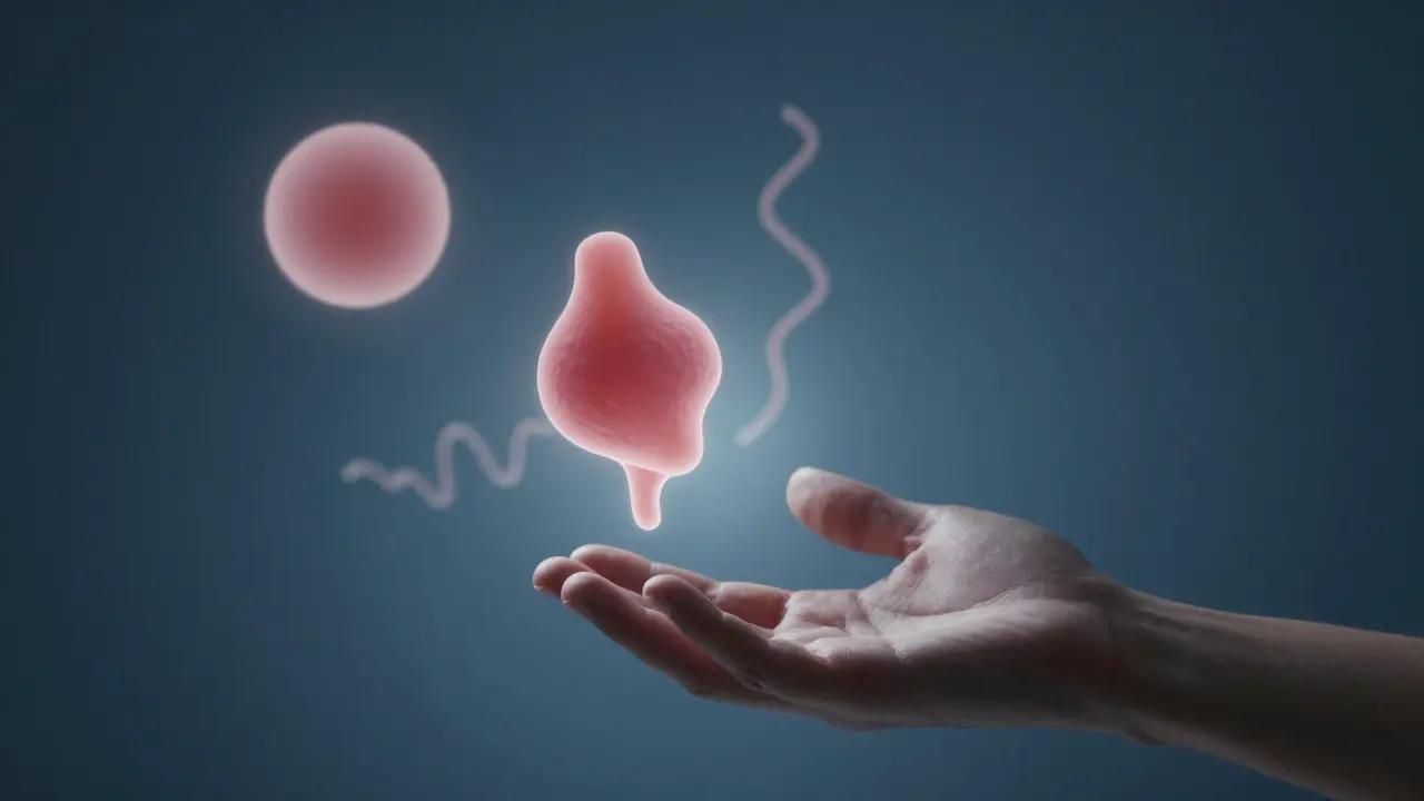 Abstraktní reprezentace možných nálezů při rektálním vyšetření ve formě lebajících tvarů.