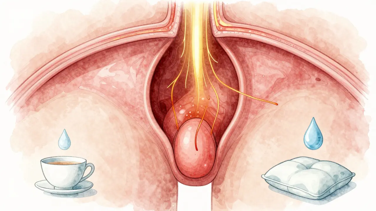 Abstraktní znázornění hojení tkáně v oblasti konečníku s průběhem času.